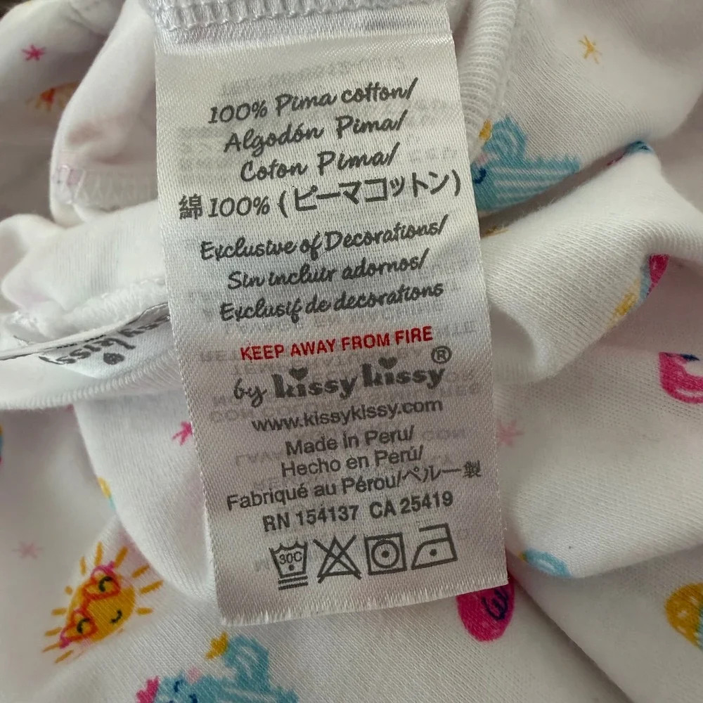 Kissy Kissy Kids White Pima‎ Cotton Flamingo Ice Cream Footie Romper 6-9M